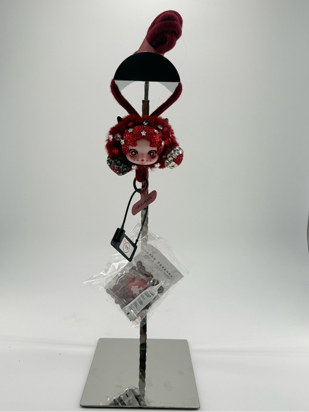 Skull panda Red Decorative Pom-Pom Keychain Charm